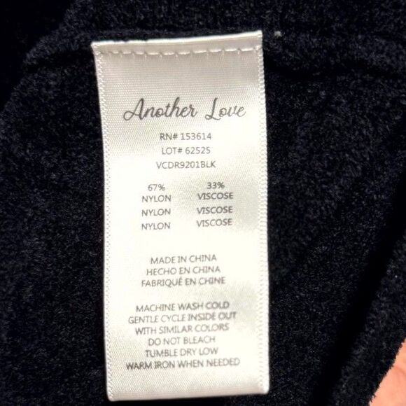 Another Love $98 Zola Sweater Dress Black Velvet Puff Sleeve Size S - Picture 8 of 11